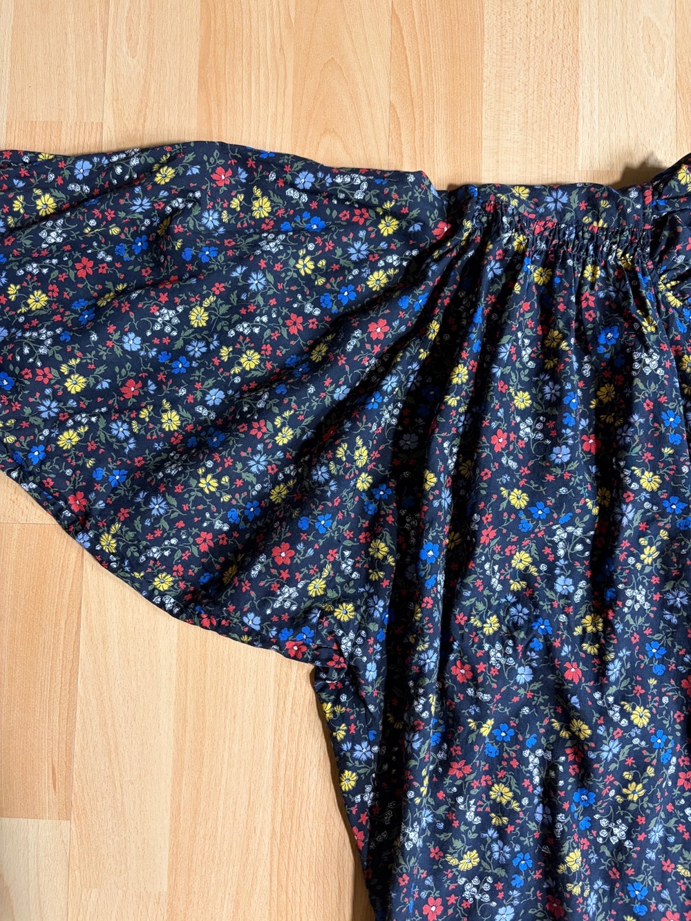 Doen O’Keefe Blouse Black and Wildflower Floral Smocked-Yoke Peasant Blouse S - Picture 8 of 15
